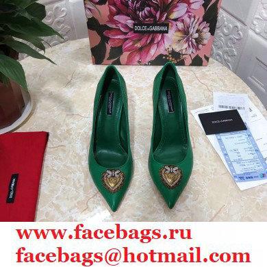 Dolce  &  Gabbana Heel 10.5cm Quilted Leather Devotion Pumps Green 2021